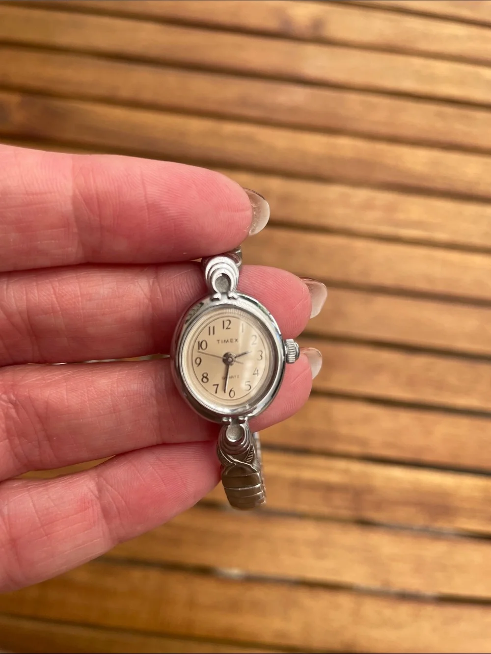 Timex Silver-Tone Women's Bracelet Watch with Blue Mother-of-Pearl Dial